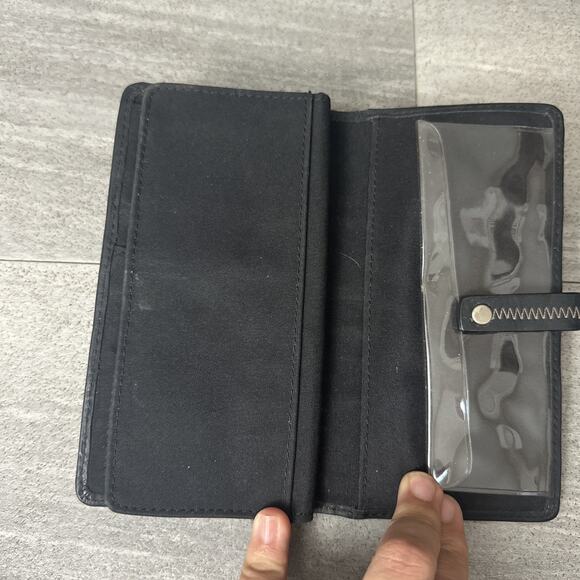 Vintage Fossil Leather Clutch Large Bifold Studded Wallet Black - Picture 6 of 6